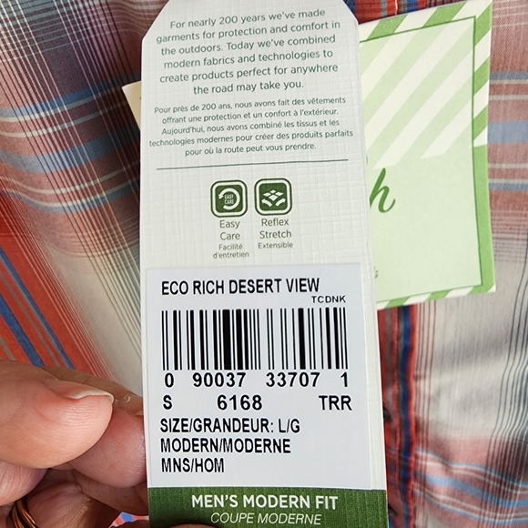 Woolrich Mens ECORICH Plaid SS Cotton Blend L - Picture 7 of 7